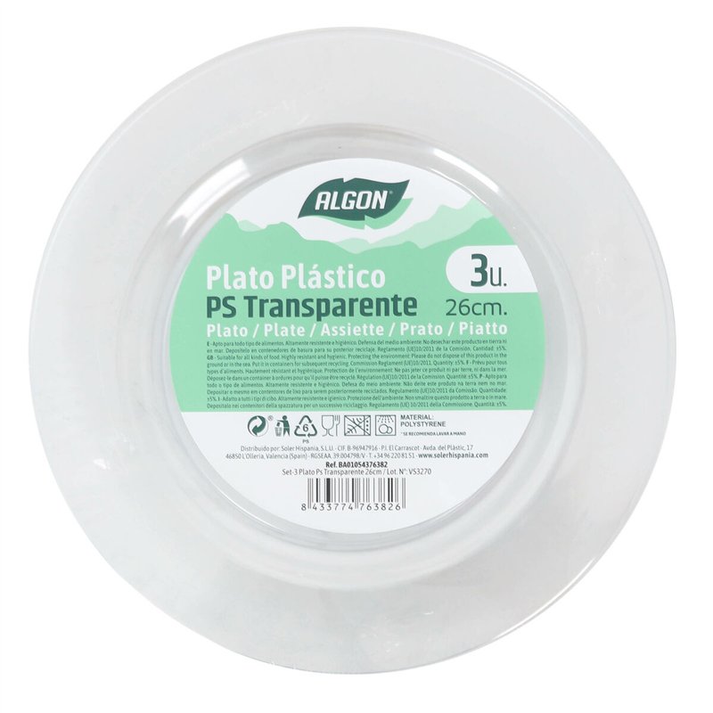 Image secondaire de Service de vaisselle Algon 26 cm 3 Pièces (24 Unités)