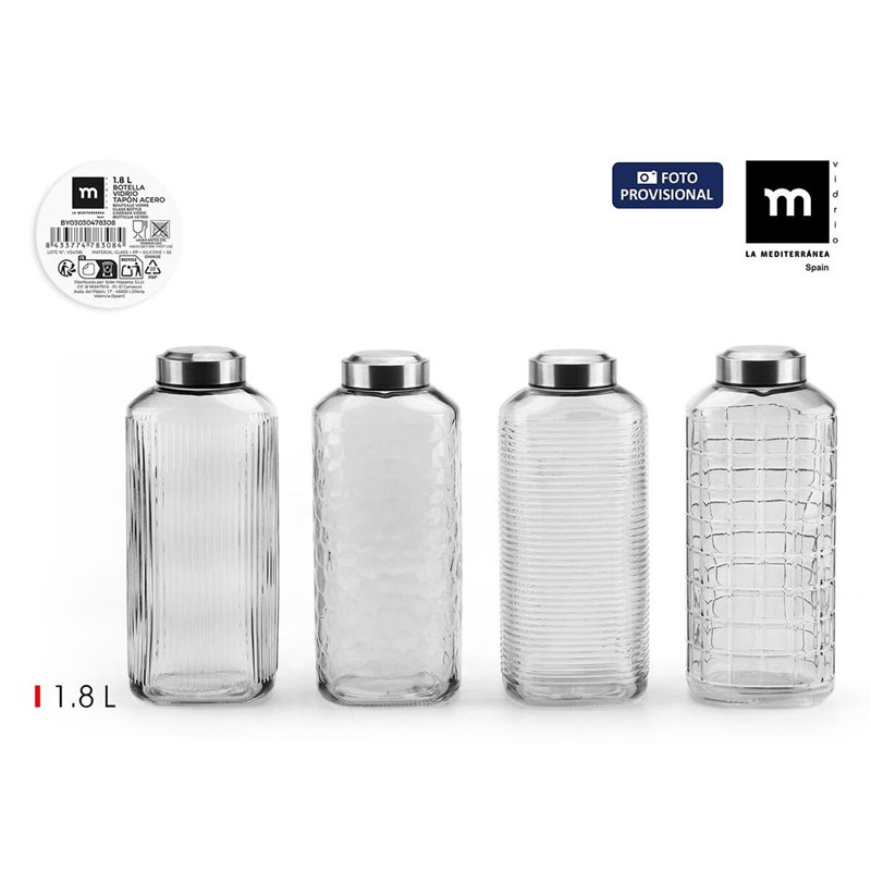 Image secondaire de Bouteille en Verre La Mediterránea verre Acier 1,8 L (8 Unités)