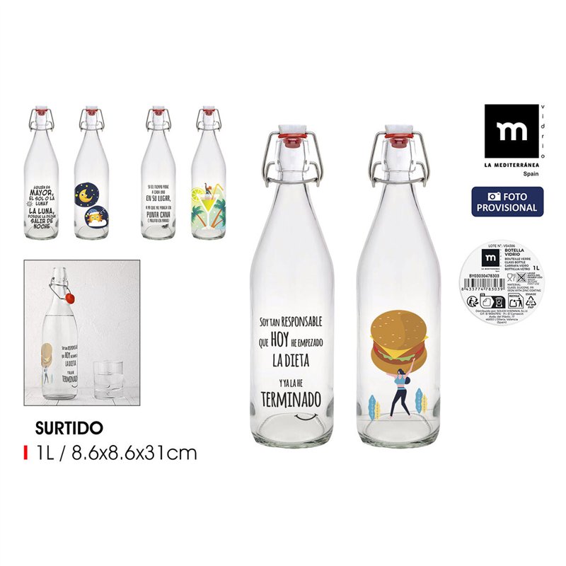 Image secondaire de Bouteille en Verre La Mediterránea verre 1 L (12 Unités)
