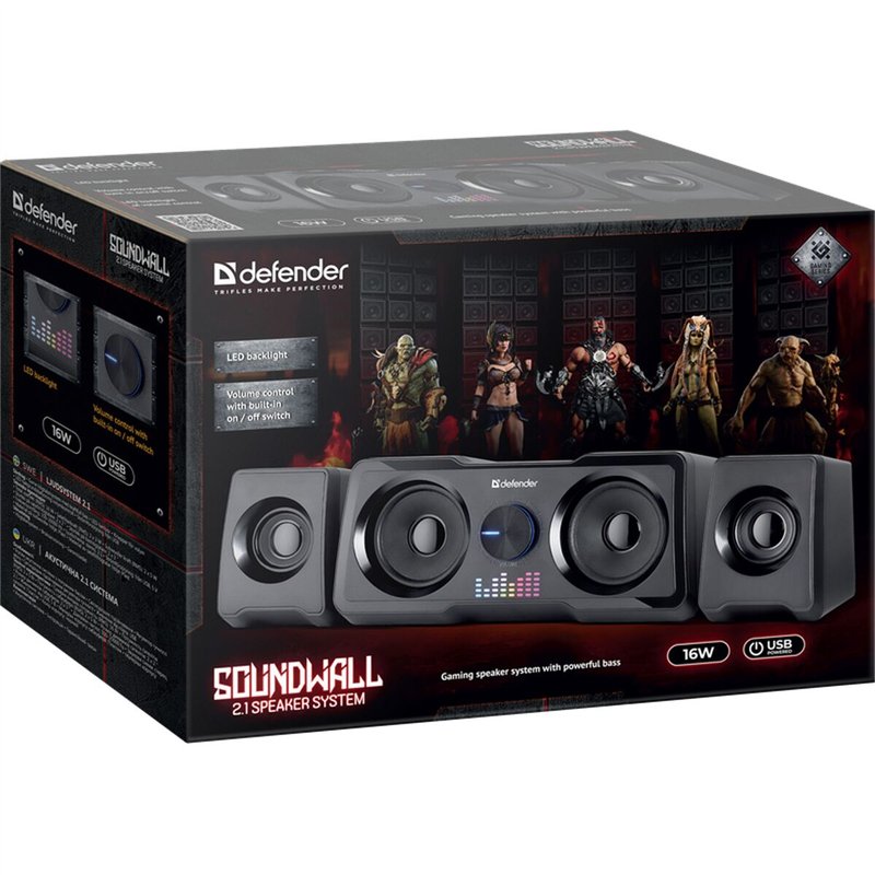 Image secondaire de Haut-parleurs de PC Defender SOUNDWALL 2.1 65214 Noir