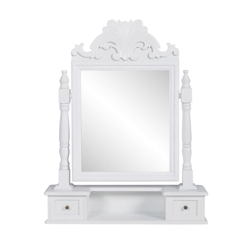 vidaXL Coiffeuse en Bois avec 2 tiroirs et Miroir pivotant