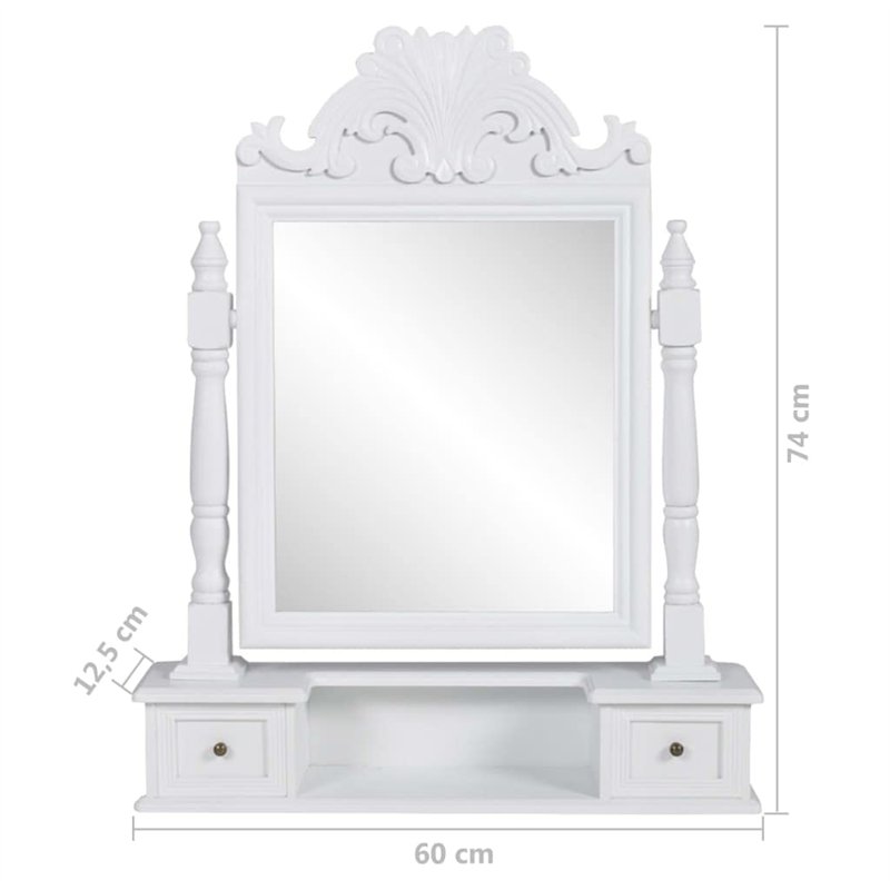 Image secondaire de vidaXL Coiffeuse en Bois avec 2 tiroirs et Miroir pivotant
