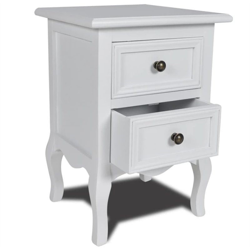 vidaXL Table de Chevet avec 2 Tiroirs MDF Blanc Table Basse Décor Chambre