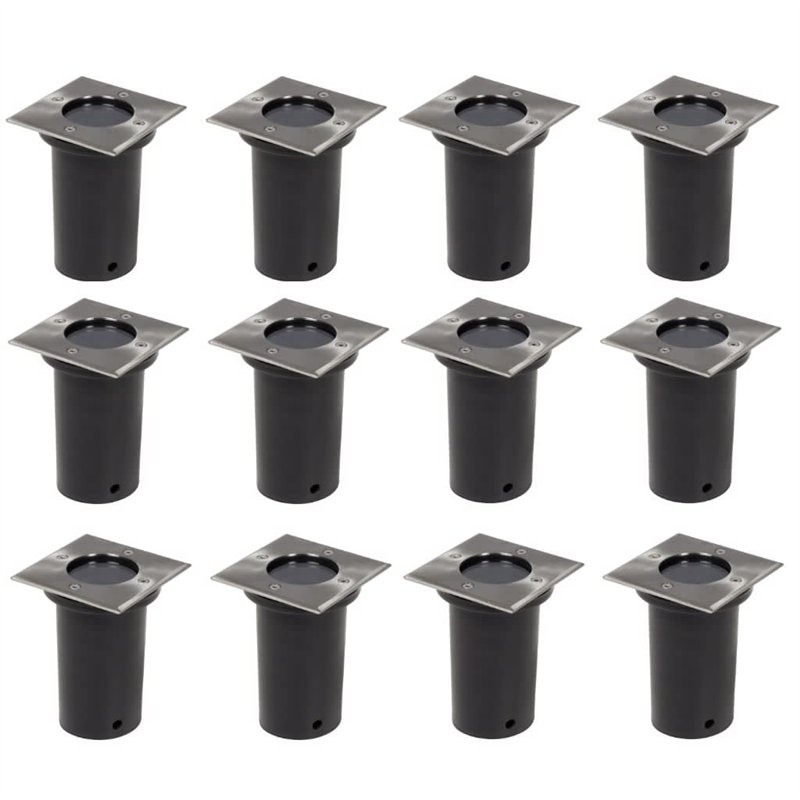 vidaXL 12x Lampe Encastrable de Jardin Forme Carrée Éclairage Lampe Extérieure