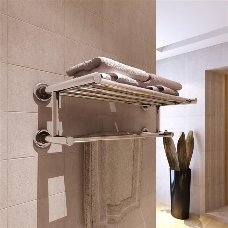 Image secondaire de vidaXL Porte Serviettes Double Barre Fixe 6 Tubes Salle de Bain Toilette