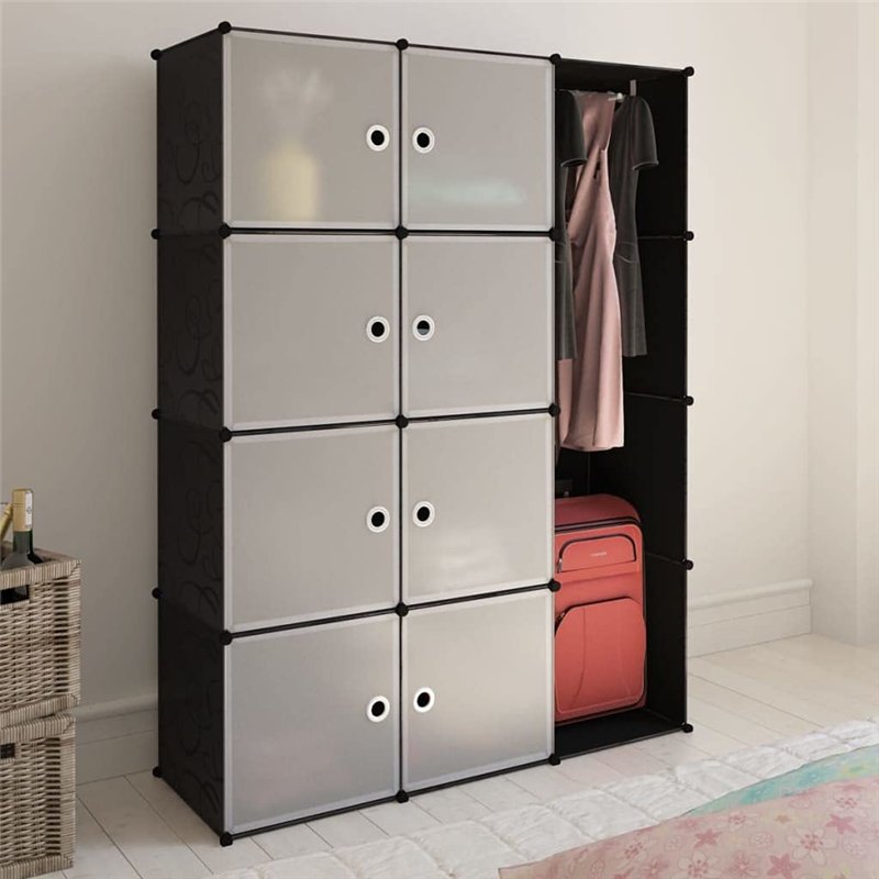 Image secondaire de vidaXL Armoire Modulable 9 Compartiments Noir et Blanc Meuble de Rangement