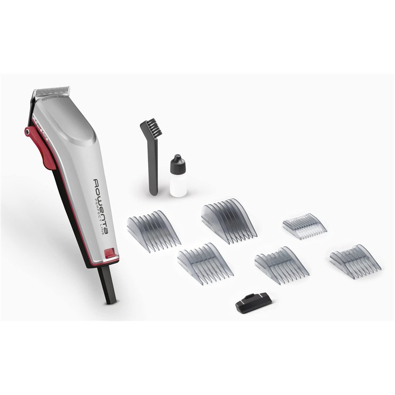 Rowenta Perfect Line Tondeuse à Cheveux, Moteur AC, Lames acier inoxydable, Levier de réglage hauteur de coupe, 6 peignes haute