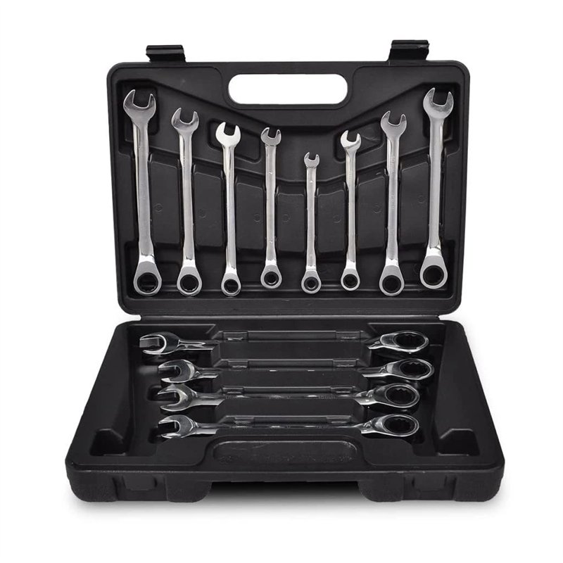 vidaXL Jeu de 12 Clés à Cliquet Travaux de Bricolage Réparation Voiture Garage