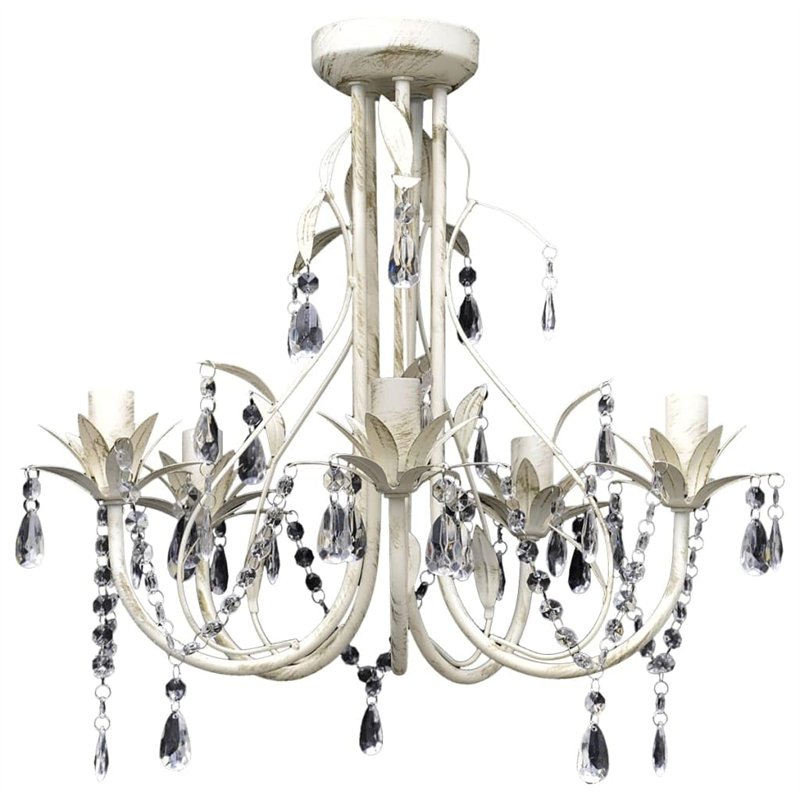 vidaXL Lustre en Cristal Transparent plafonnier 5 Feux Lampe luminaire