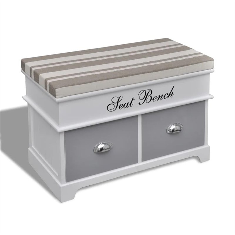 vidaXL Banc de Rangement avec 2 Tiroirs Coussin Banquette Coffret de Rangement
