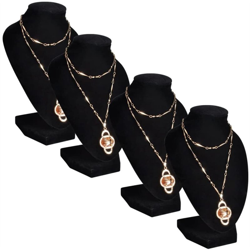 vidaXL 4X Présentoir Buste d'Exposition pour Colliers Flanelle Support Collier