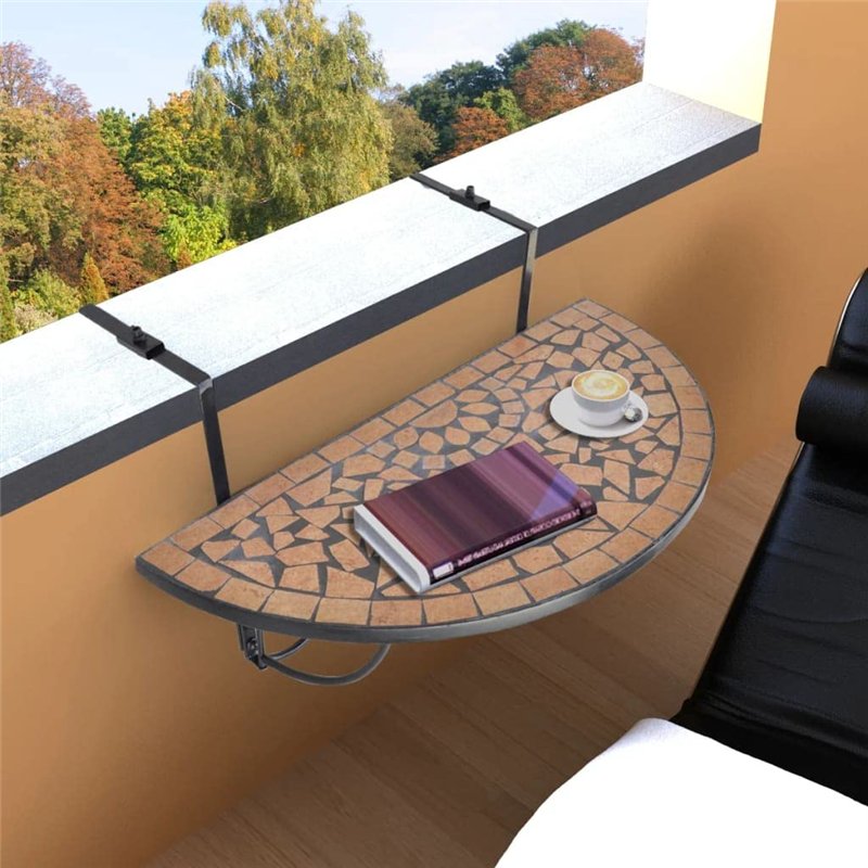 Image secondaire de vidaXL Table de Balcon Suspendue Demi-Circulaire Terre Cuite Meuble de Jardin