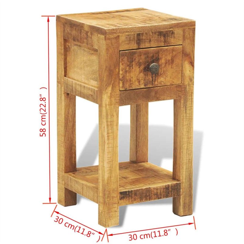 Image secondaire de vidaXL Table d'appoint 1 tiroir en Bois Massif