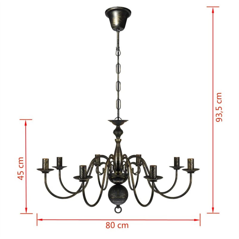 Image secondaire de vidaXL Lustre Métal Noir Antique 8 Ampoules E14 Suspension Plafonnier Lampe