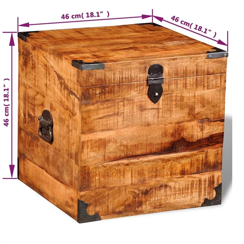Image secondaire de vidaXL Coffre carré en Bois Brut de manguier Banc Banquette Meuble de Rangement