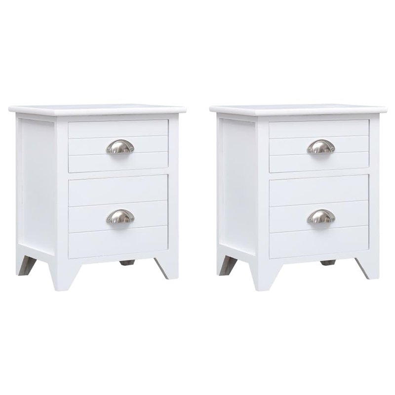vidaXL Ensemble de 2 Tables de Chevet Meubles pour téléphone à 2 tiroirs Blancs