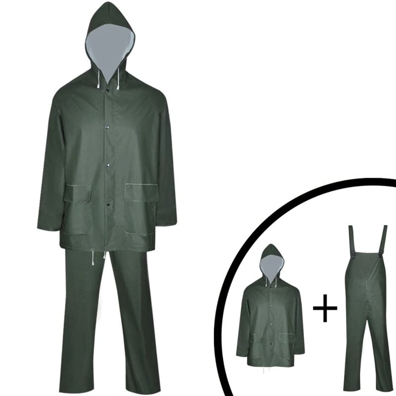 Image secondaire de vidaXL Combinaison de Pluie imperméable 2 pcs avec Capuche Vert XL, Longs imperméables avec Capuche, Vestes de Pluie, vêtements