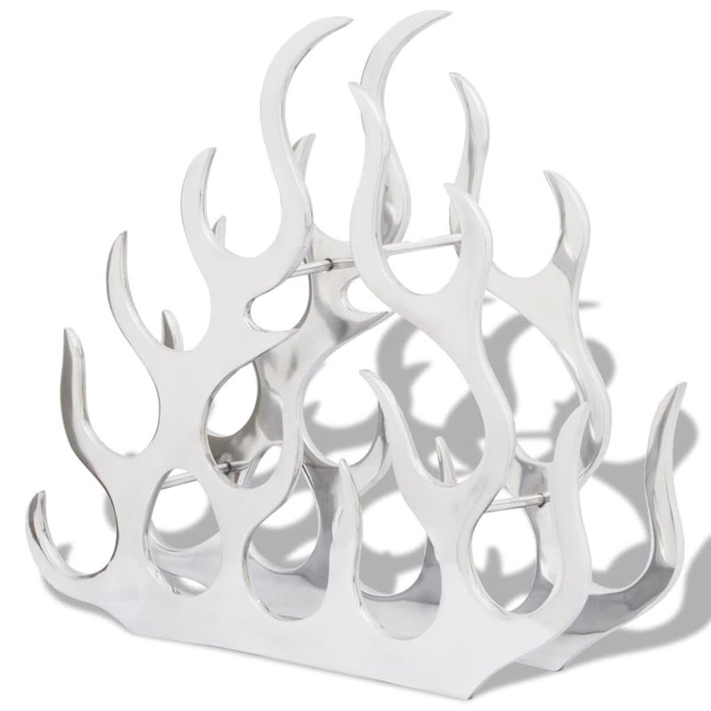 vidaXL Casier à vin Porte-Bouteilles Aluminium 11 Bouteilles avec Table Argent