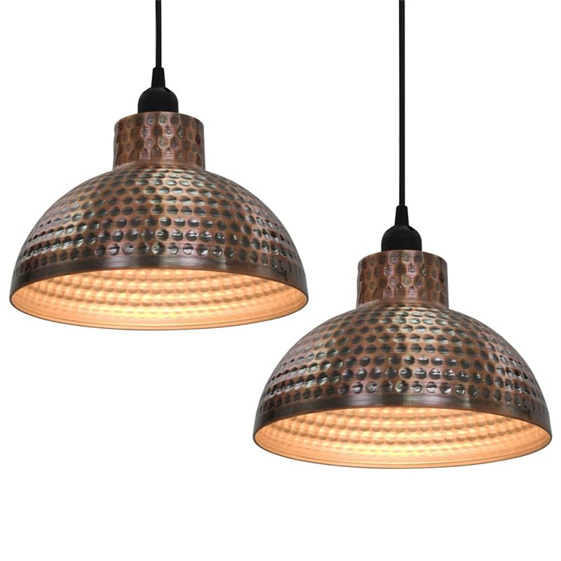 vidaXL 2x Plafonnier Semi-sphérique Couleur Cuivre Lumière Lampe Suspension