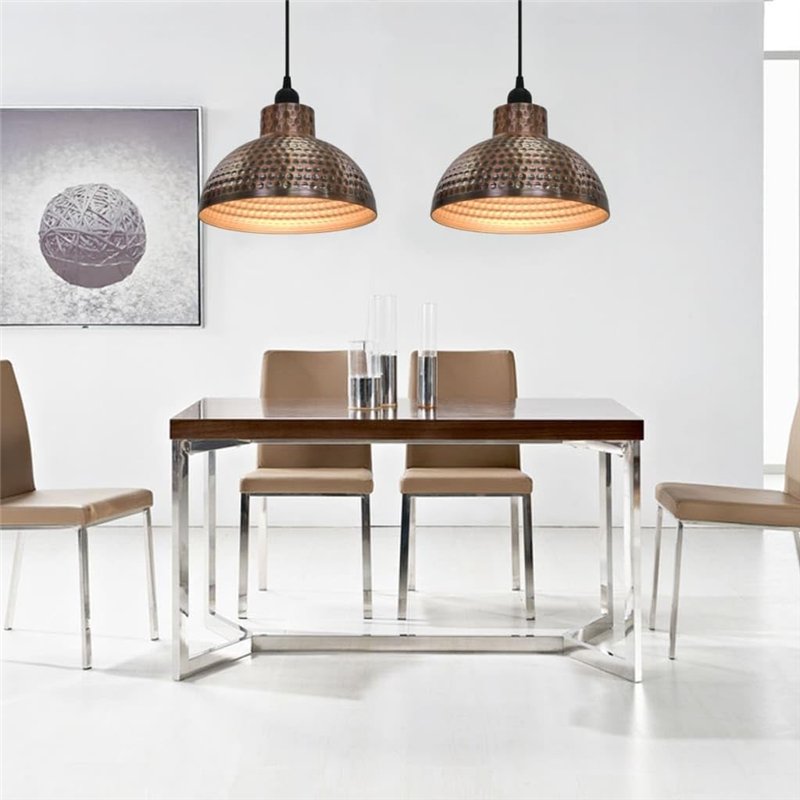 Image secondaire de vidaXL 2x Plafonnier Semi-sphérique Couleur Cuivre Lumière Lampe Suspension