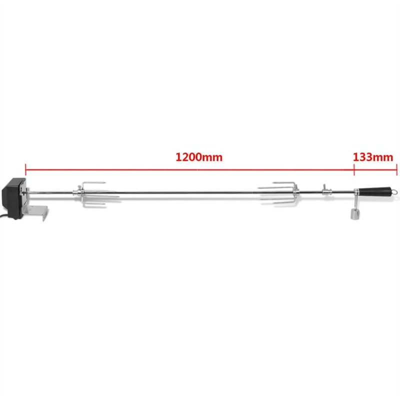Image secondaire de vidaXL Broche à Rôtir avec Moteur 1200mm Acier Barbecue Rôtissoire Jardin