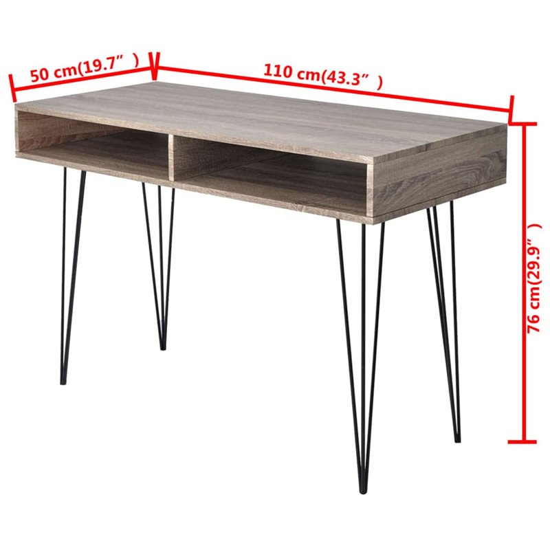 Image secondaire de vidaXL Bureau avec 2 Compartiments Gris Table d‘Ordinateur Table de Travail