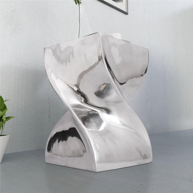 Image secondaire de vidaXL Table auxiliaire / Tabouret Forme torsadée Aluminium Argenté