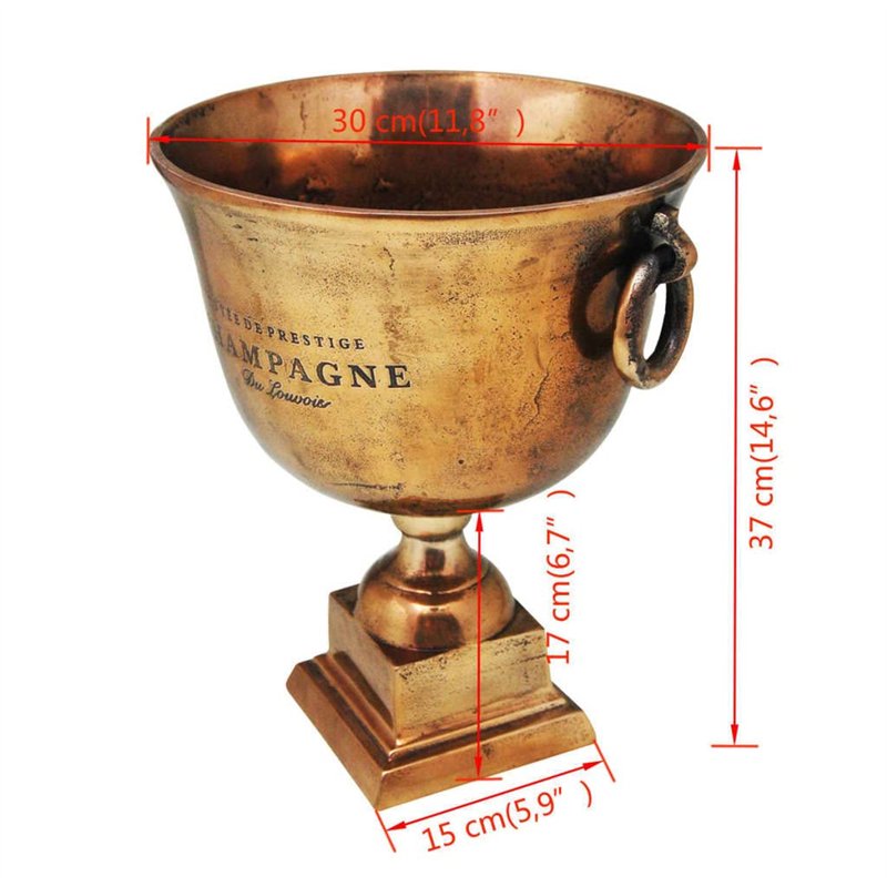 Image secondaire de vidaXL Refroidisseur à Champagne Bière pour Fête Coupe de trophée Cuivre Marron
