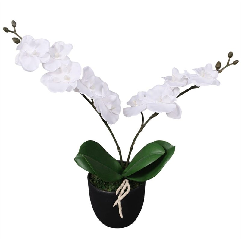 vidaXL Plante Artificielle et Pot Orchidée Décoration d'Intérieur 30 cm Blanc