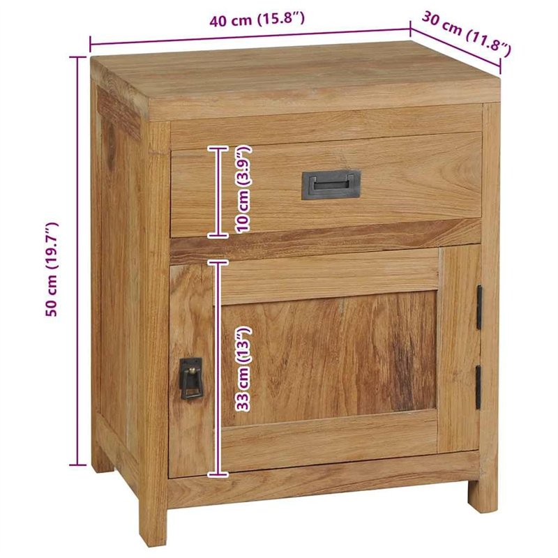 Image secondaire de vidaXL Teck Massif Table de Chevet Armoire Latérale Table d'Appoint Table Nuit