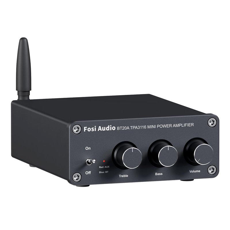 Fosi Audio BT20A Amplificateur Audio Bluetooth, 100W x2 Ampli HiFi Stéréo 2 Canaux, Classe D Ampli TPA3116 Intégré Ampli de Puis