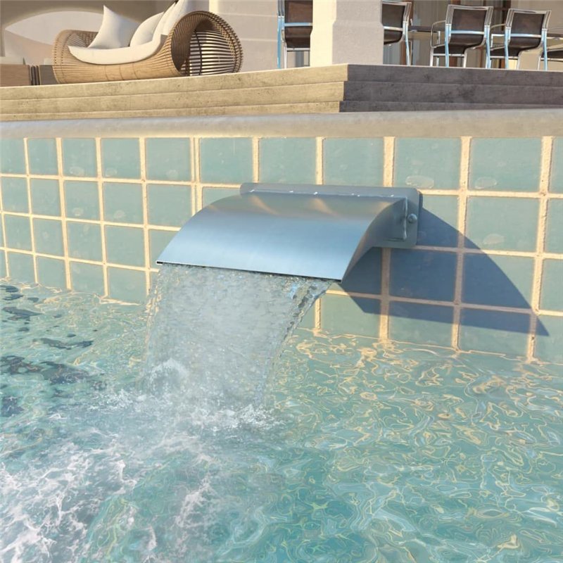 Image secondaire de vidaXL Fontaine d'Etang Fontaine de Piscine Cascade de Bassin Fontaine de Bassin Jardin Patio Extérieur Acier Inoxydable 30x9x26