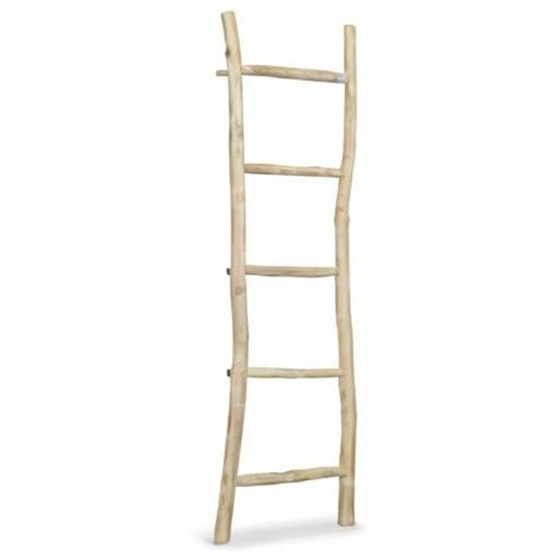 Image secondaire de vidaXL Teck Porte-Serviette avec 5 Barreaux Echelle Support Salle de Bain