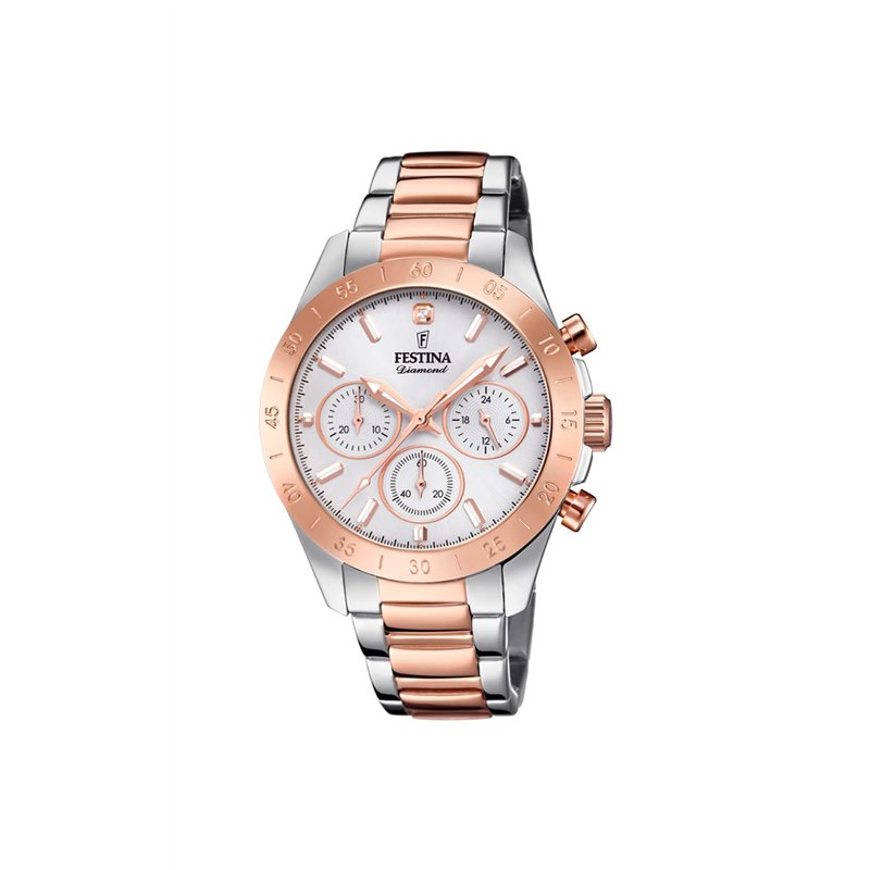 Festina Femmes Analogique-Numérique Quartz Montre avec Bracelet en Acier Inoxydable
