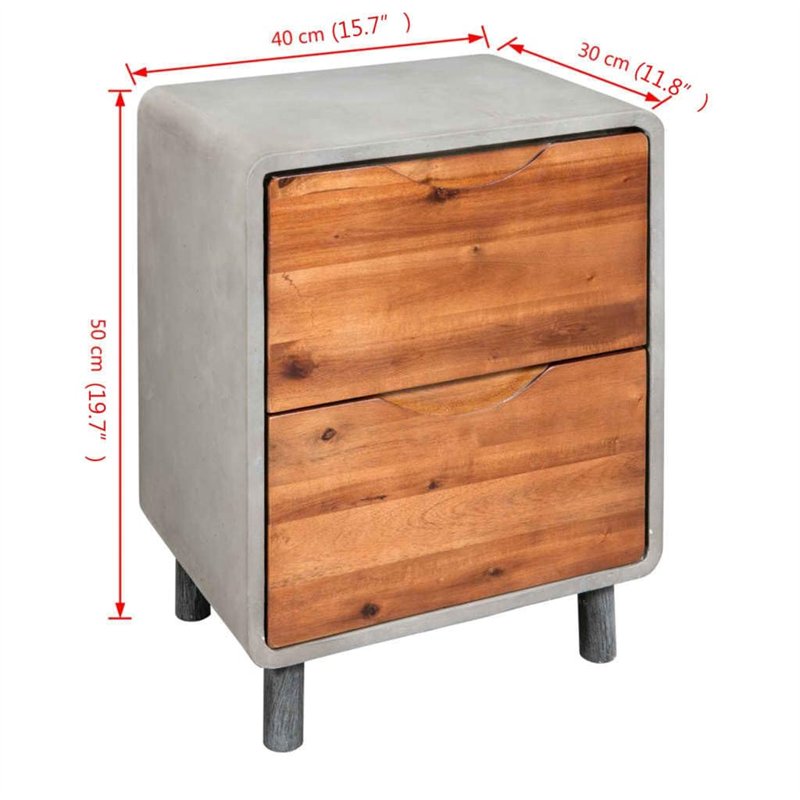 Image secondaire de vidaX Table de Chevet 40x30x50 cm Table de Nuit Chambre Bois d'Acacia Massif