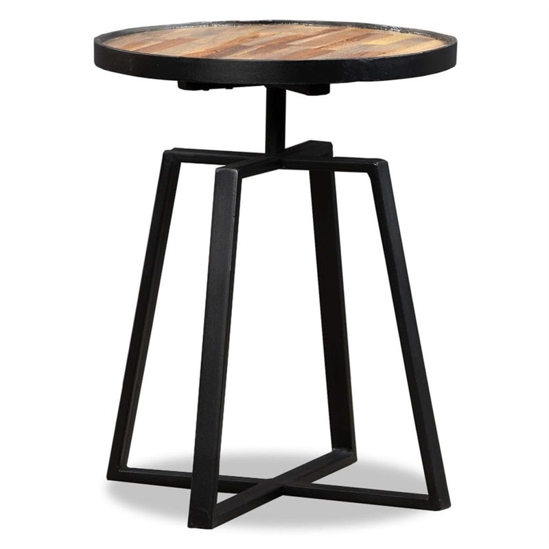 vidaXL Table d'Appoint Ronde Table Basse Table de Canapé Meuble de Salon Table de Salle de Séjour Maison Intérieur Teck Massif d