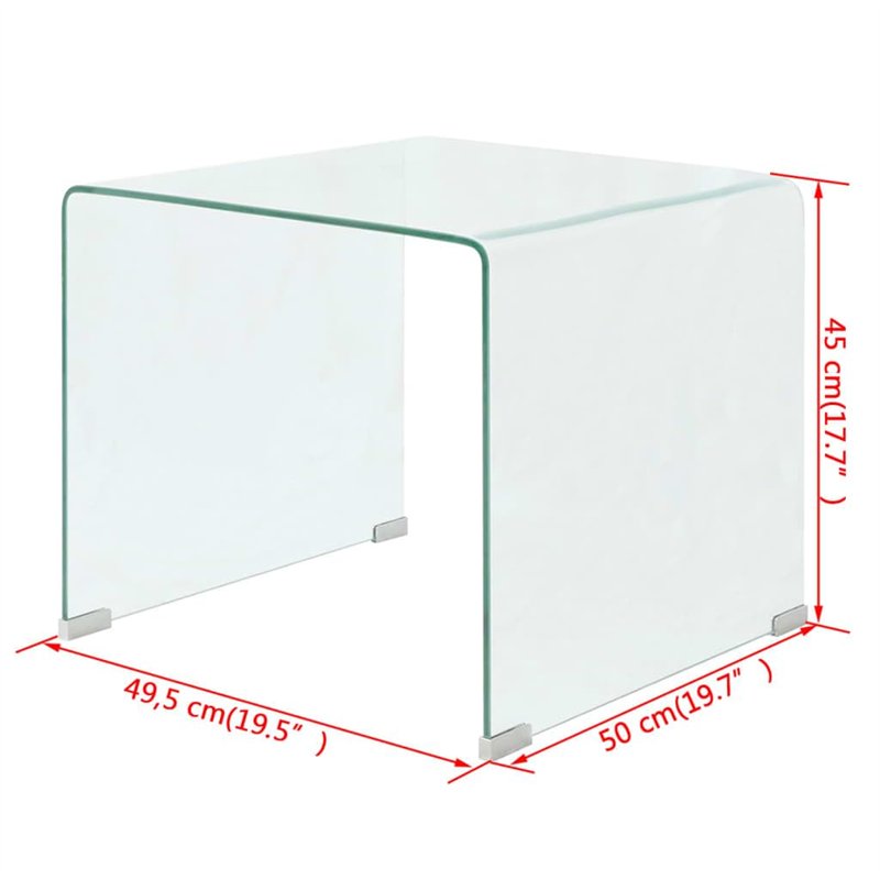 Image secondaire de vidaXL Table Basse Table de Salon 49,5 x 50 x 45 cm Verre trempé Transparent