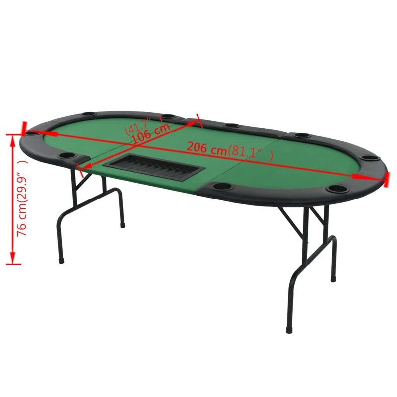 Image secondaire de vidaXL Table de Poker Pliable pour 9 Joueurs 3 Plis Ovale Vert Table Casino