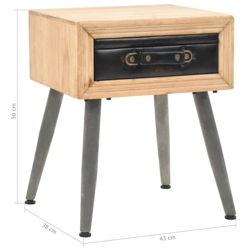 Image secondaire de vidaXL Table de Chevet Bois de Sapin Massif 43x38x50 cm Décor Chambre Maison