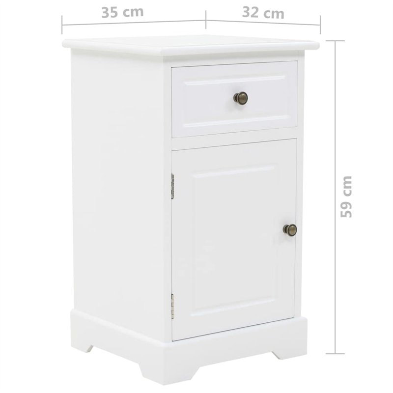 Image secondaire de vidaXL Table de Chevet Blanc MDF Bois de Pin Table de Nuit Chambre à Coucher