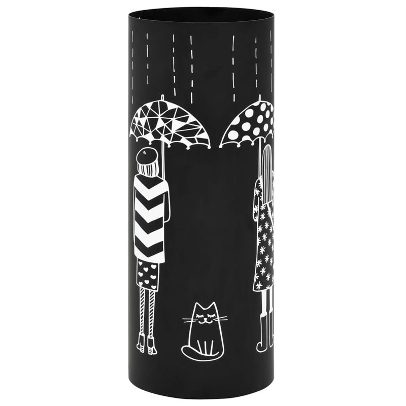 vidaXL Porte-Parapluie Femmes Acier Noir Support Parapluie Meuble d'Entrée