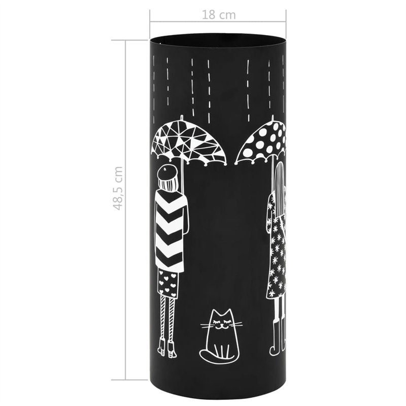 Image secondaire de vidaXL Porte-Parapluie Femmes Acier Noir Support Parapluie Meuble d'Entrée
