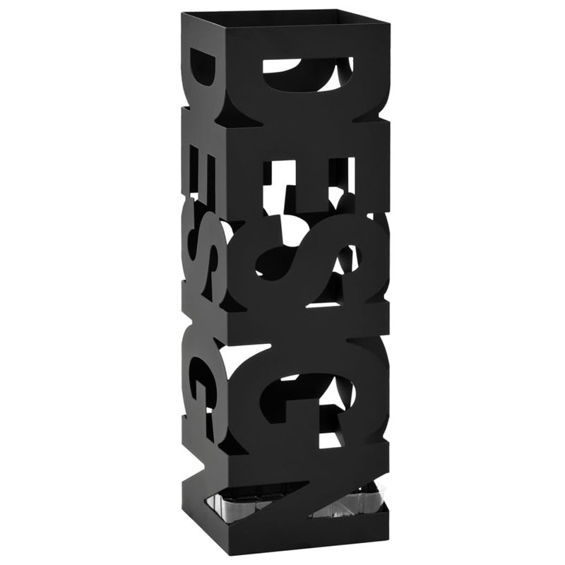 vidaXL Porte-Parapluie Design Acier Noir Support de Parapluies Meuble d'Entrée