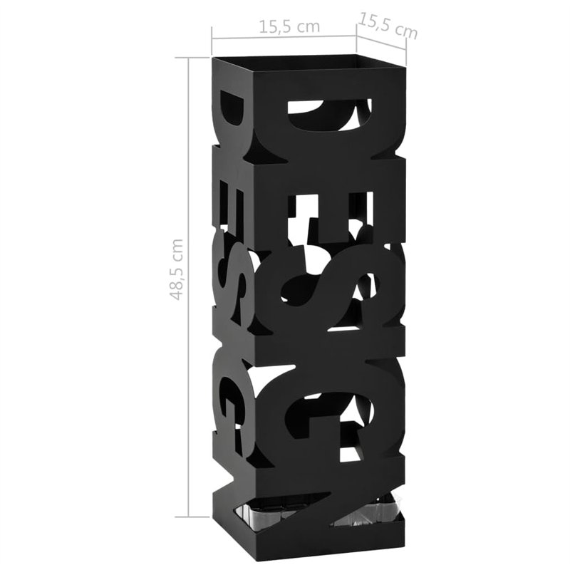 Image secondaire de vidaXL Porte-Parapluie Design Acier Noir Support de Parapluies Meuble d'Entrée