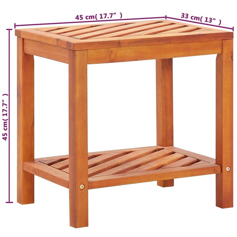 Image secondaire de vidaXL Table d'Appoint Bois d'Acacia Massif 45x33x45 cm Table Auxiliaire