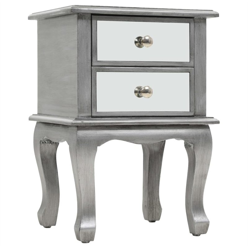 vidaXL Table de Chevet Miroir MDF Verre Tiroirs Table d'Appoint Table de Nuit