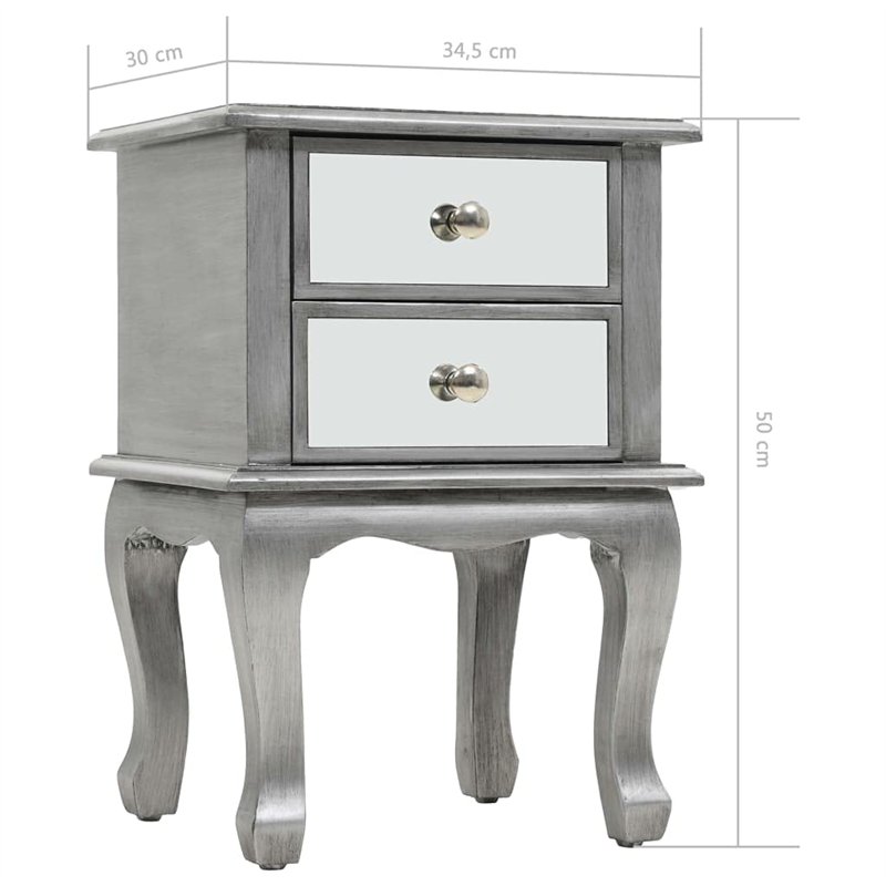 Image secondaire de vidaXL Table de Chevet Miroir MDF Verre Tiroirs Table d'Appoint Table de Nuit