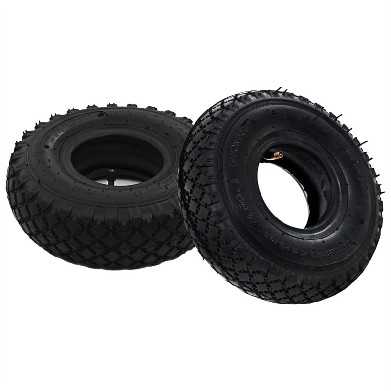 vidaXL 2X Pneus 2 Chambres à Air pour Roue de Diable Pneumatique de Brouette