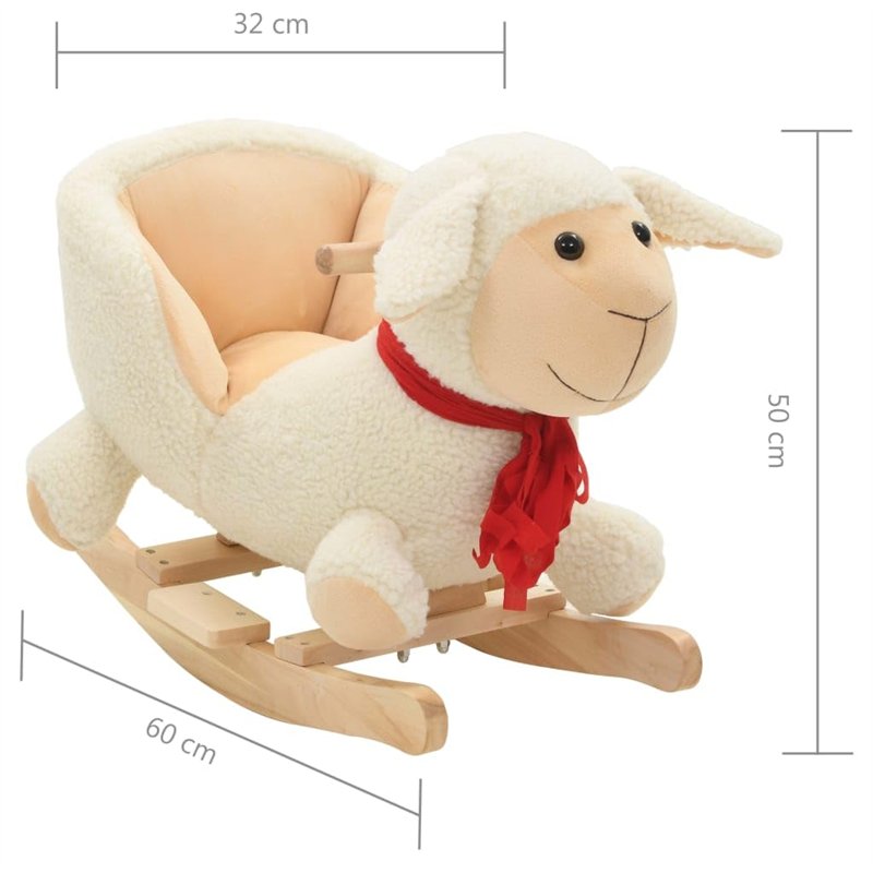 Image secondaire de vidaXL Mouton à Bascule avec Dossier Peluche Animal Blanc Jouet d'enfant