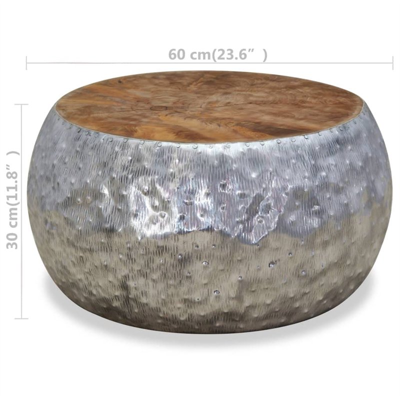 Image secondaire de vidaXL Table Basse Aluminium Teck 60 x 60 x 30 cm
